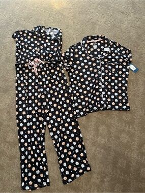 Pillow Talk Black Three Piece Pajama Set with Owls